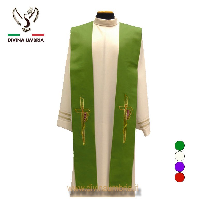 Priest stole with Cross & Grape embroidery
