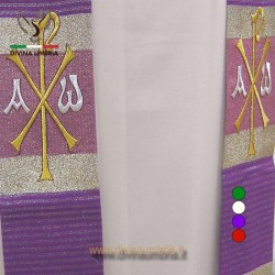 Priest stole out of pure wool with Chi Rho embroidery