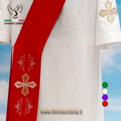Deacon stole in pure wool and embroidery in gold thread