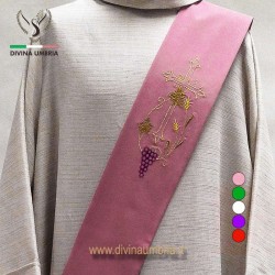 Embroidered Deacon stole in mixed linen