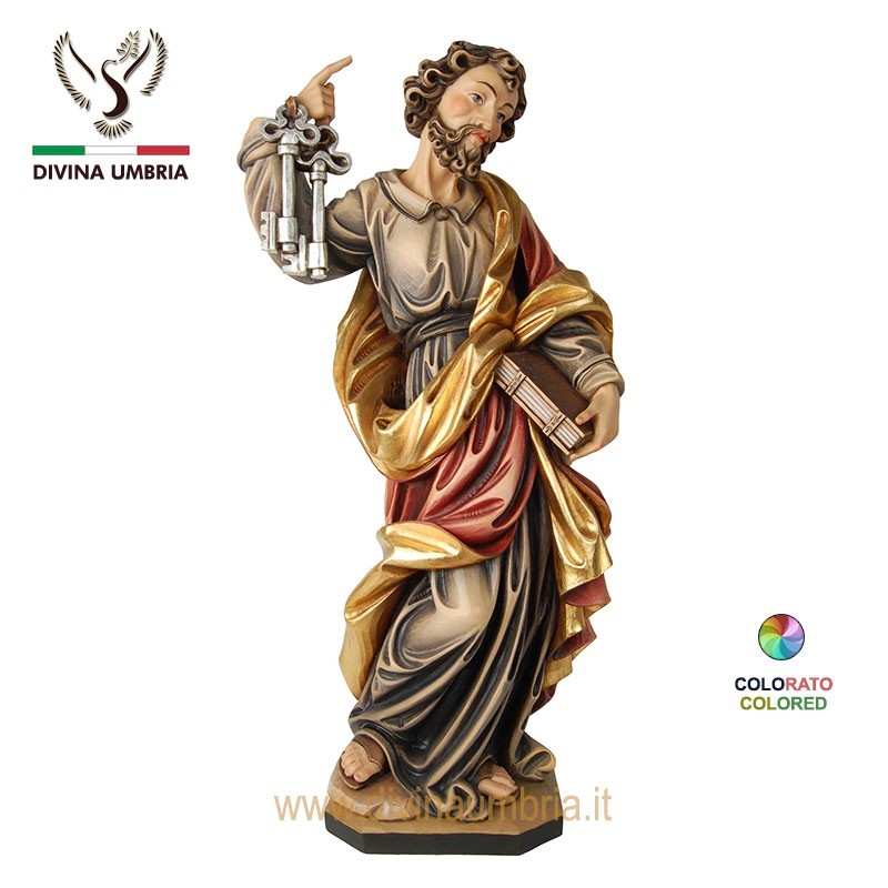 Statua di San Pietro in legno scolpito a mano