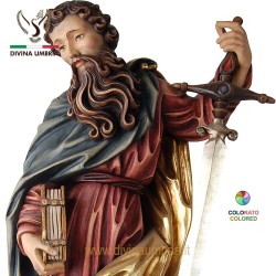 Statua San Paolo in legno scolpito e colorato a mano