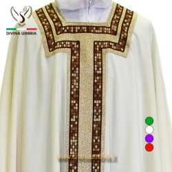 Square neckline chasuble with mosaic border