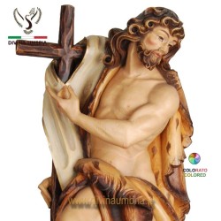 Statua San Giovanni Battista in legno scolpito e colorato a mano