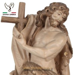 Scultura in legno San Giovanni Battista con  Croce
