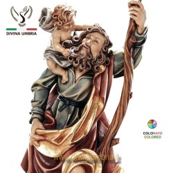 Statue of Saint Christopher in hand-carved wood