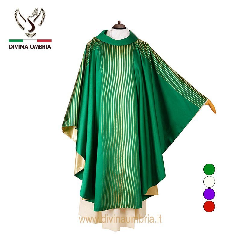 Green chasuble made of silk fabric