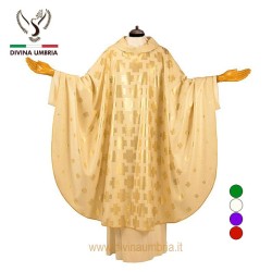Contemporary chasuble out of wool/lurex fabric