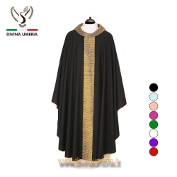 Black chasuble out of pure wool fabric