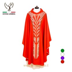 Red Chasuble embroidered with ears of wheat