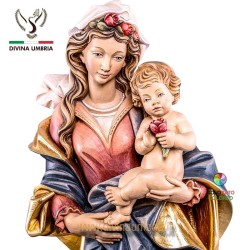 Statua in legno Madonna delle rose con Bambino