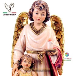 Statue made of wood - Guardian angel with little girl