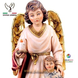 Statue made of wood - Guardian angel with little boy