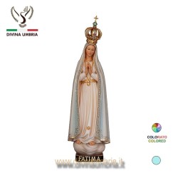 Madonna di Fatima - Statua in legno scolpita e colorata a mano