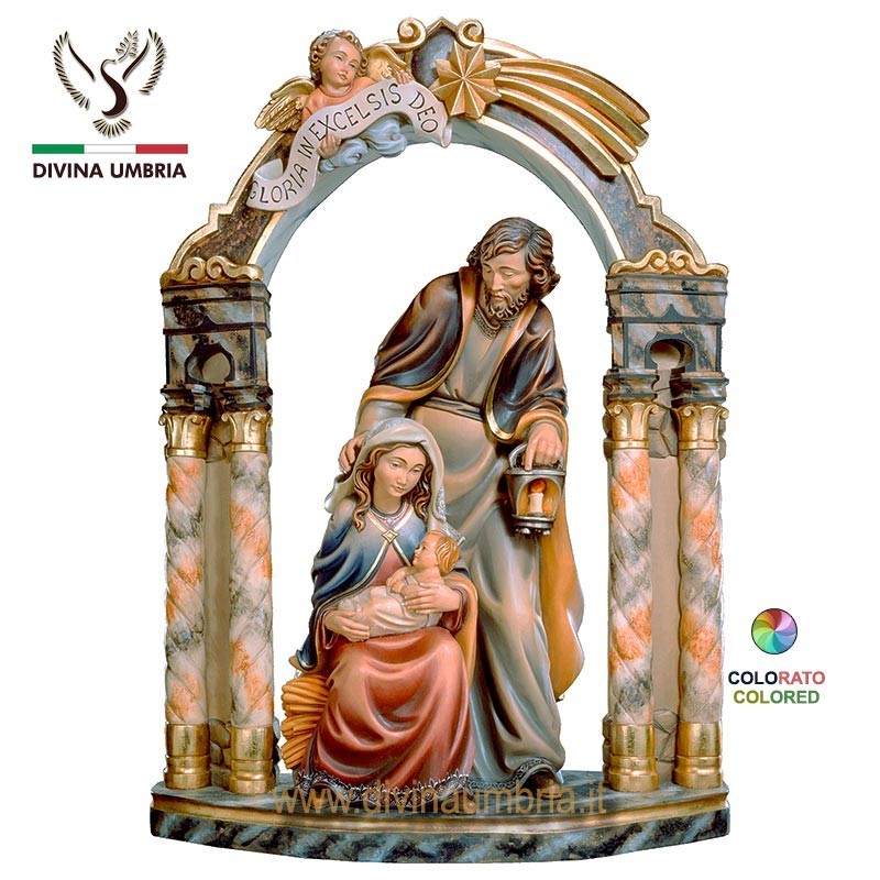 Arco con la Sacra Famiglia in legno