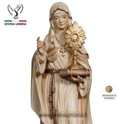 Statua di Santa Chiara con ostensorio in legno