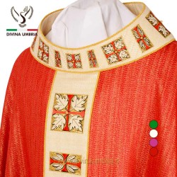 Red chasuble with embroidery