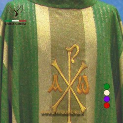 Dalmatica verde in lana con ricamo in filo d'oro