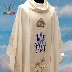 Embroidered Marian Chasuble: Lightweight wool - Gold Thread