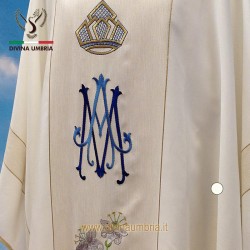 Embroidered Marian Chasuble: Lightweight wool - Gold Thread